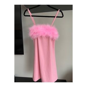 Sugar Thrillz Pink Feather Mini Dress